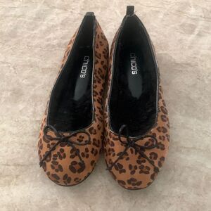 Chicos Fur Lined Animal Print Flats
